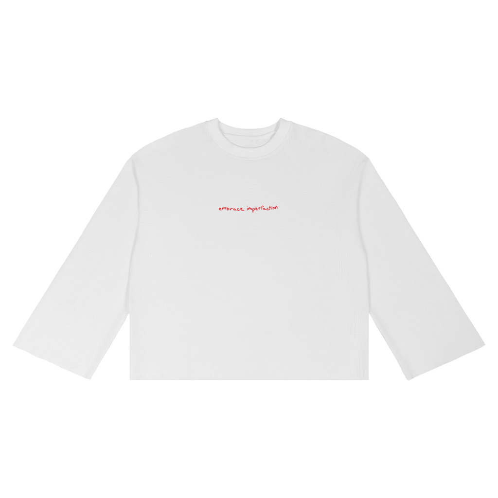 Embrace Imperfection Waffle Raw Edge Long Sleeve